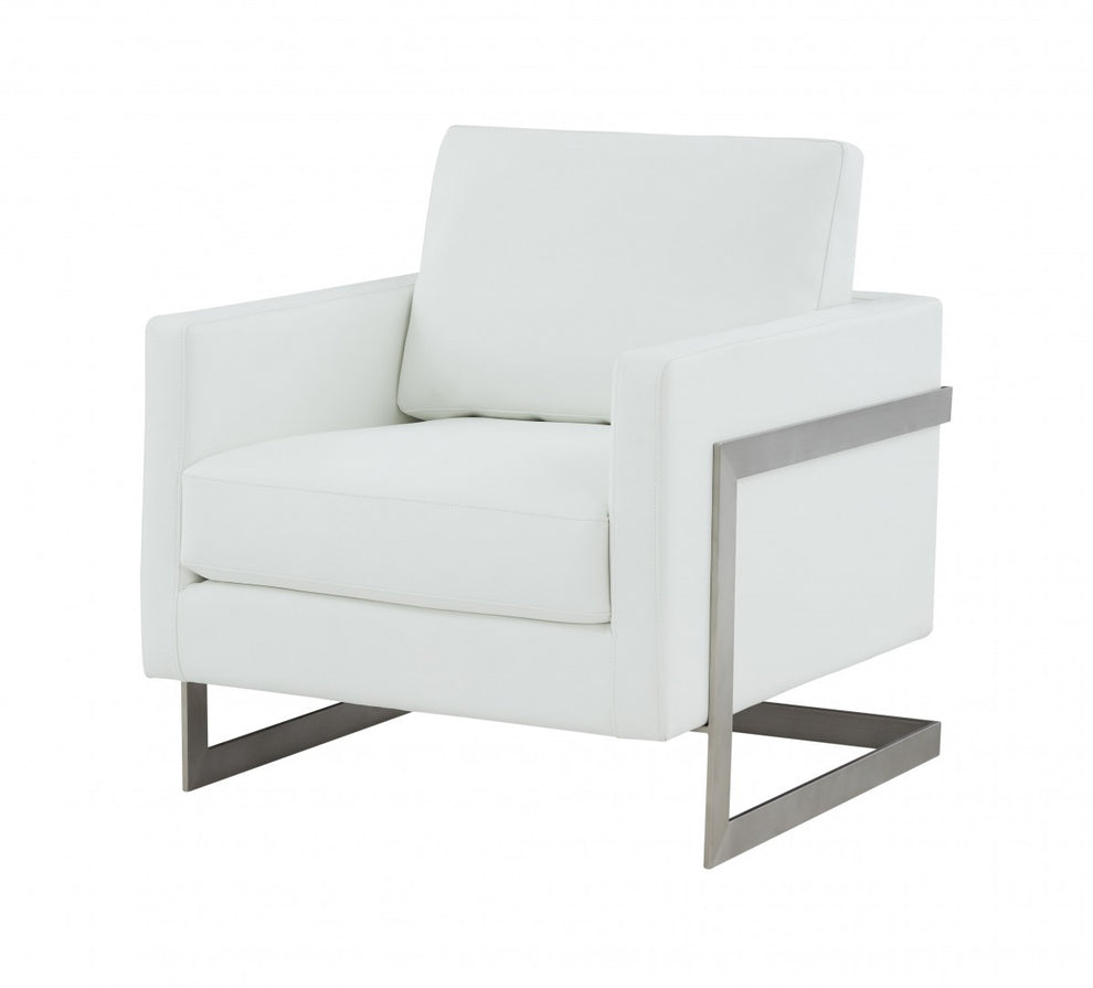 Stylish White and Black Faux Leather Accent Chair By Homeroots | Armchairs | Modishstore - 2