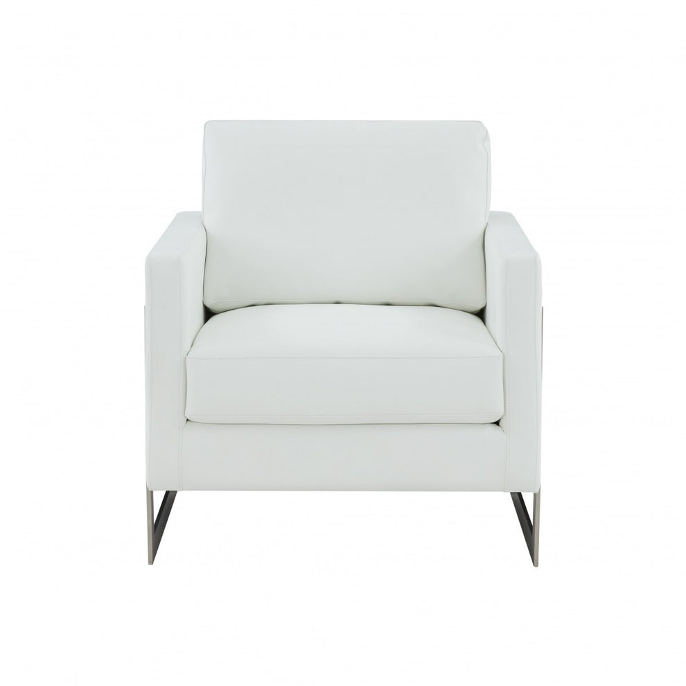 Stylish White and Black Faux Leather Accent Chair By Homeroots | Armchairs | Modishstore - 3