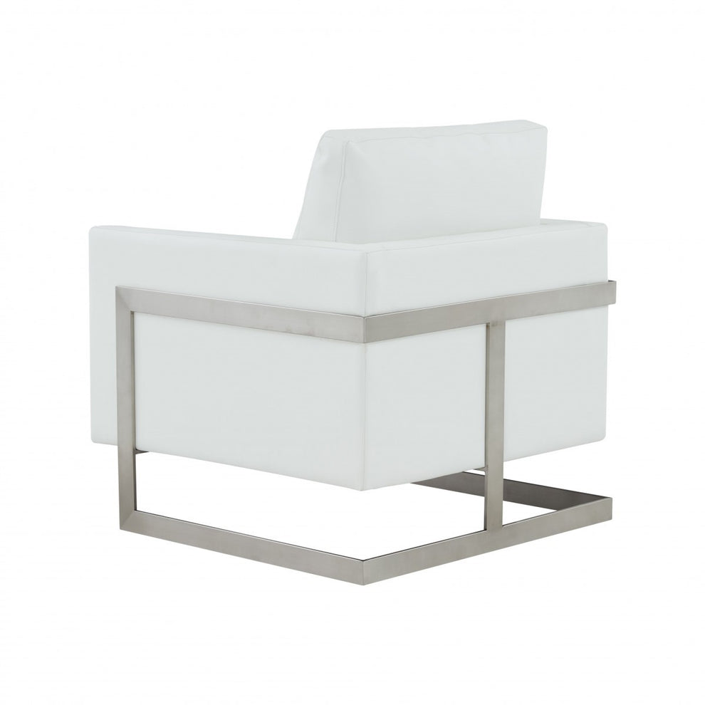 Stylish White and Black Faux Leather Accent Chair By Homeroots | Armchairs | Modishstore - 4