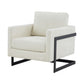 Stylish Cream and Black Fabric Accent Chair By Homeroots