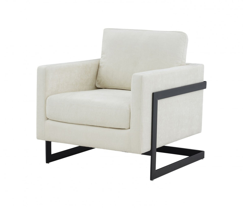 Stylish Cream and Black Fabric Accent Chair By Homeroots | Armchairs | Modishstore - 2