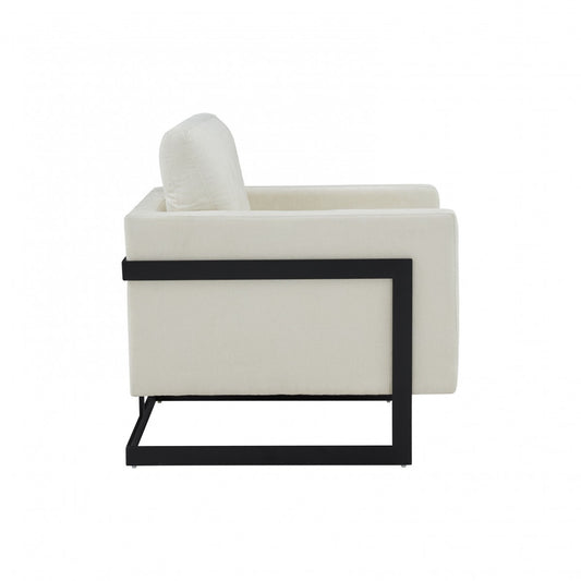 Stylish Cream and Black Fabric Accent Chair By Homeroots | Armchairs | Modishstore
