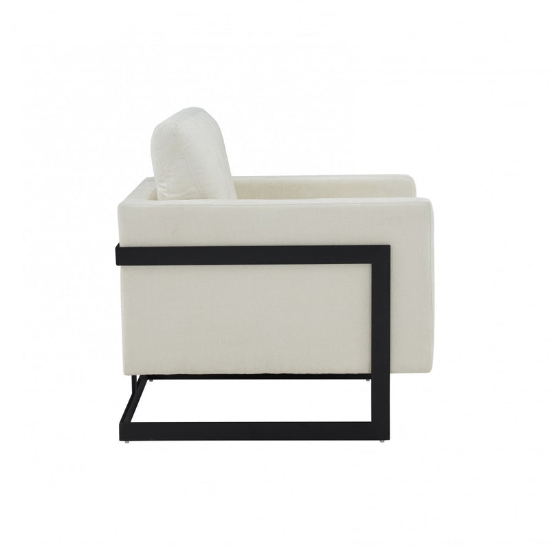 Stylish Cream and Black Fabric Accent Chair By Homeroots | Armchairs | Modishstore