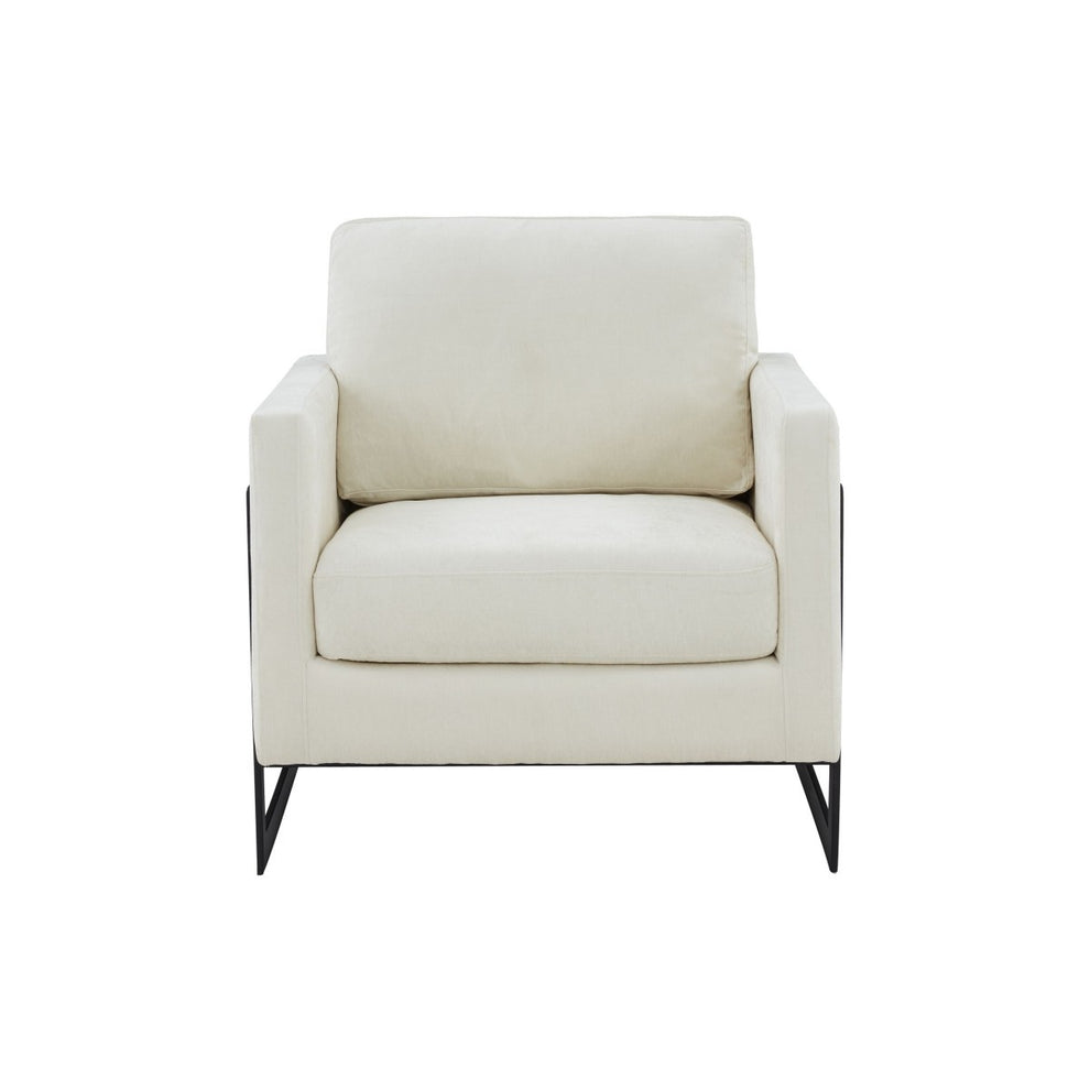 Stylish Cream and Black Fabric Accent Chair By Homeroots | Armchairs | Modishstore - 3