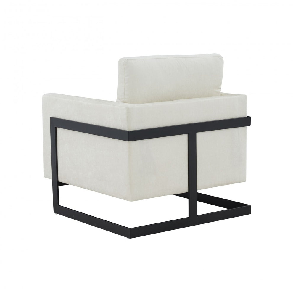 Stylish Cream and Black Fabric Accent Chair By Homeroots | Armchairs | Modishstore - 4