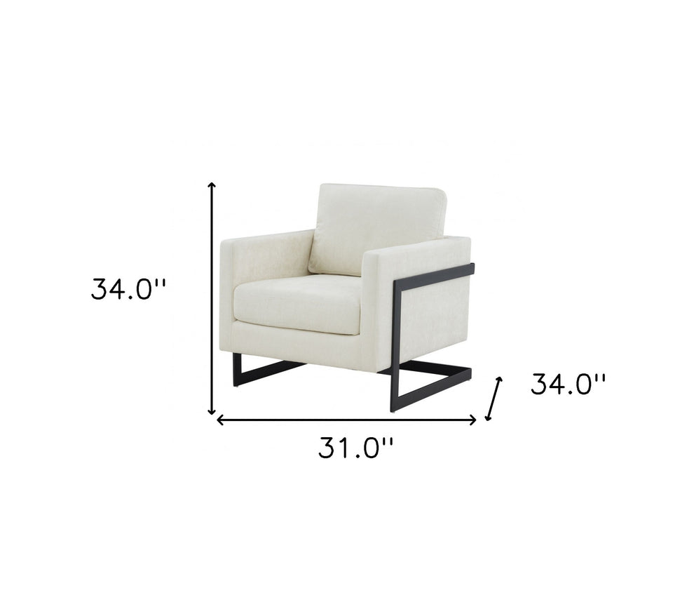 Stylish Cream and Black Fabric Accent Chair By Homeroots | Armchairs | Modishstore - 6