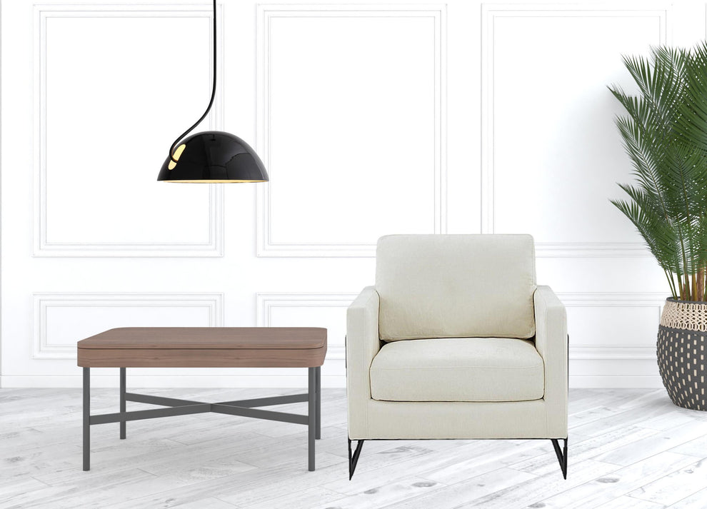 Stylish Cream and Black Fabric Accent Chair By Homeroots | Armchairs | Modishstore - 5