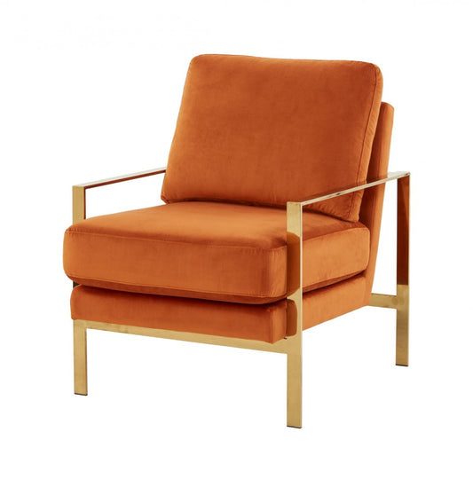 Stylish Orange And Gold Accent Chair By Homeroots | Accent Chairs | Modishstore