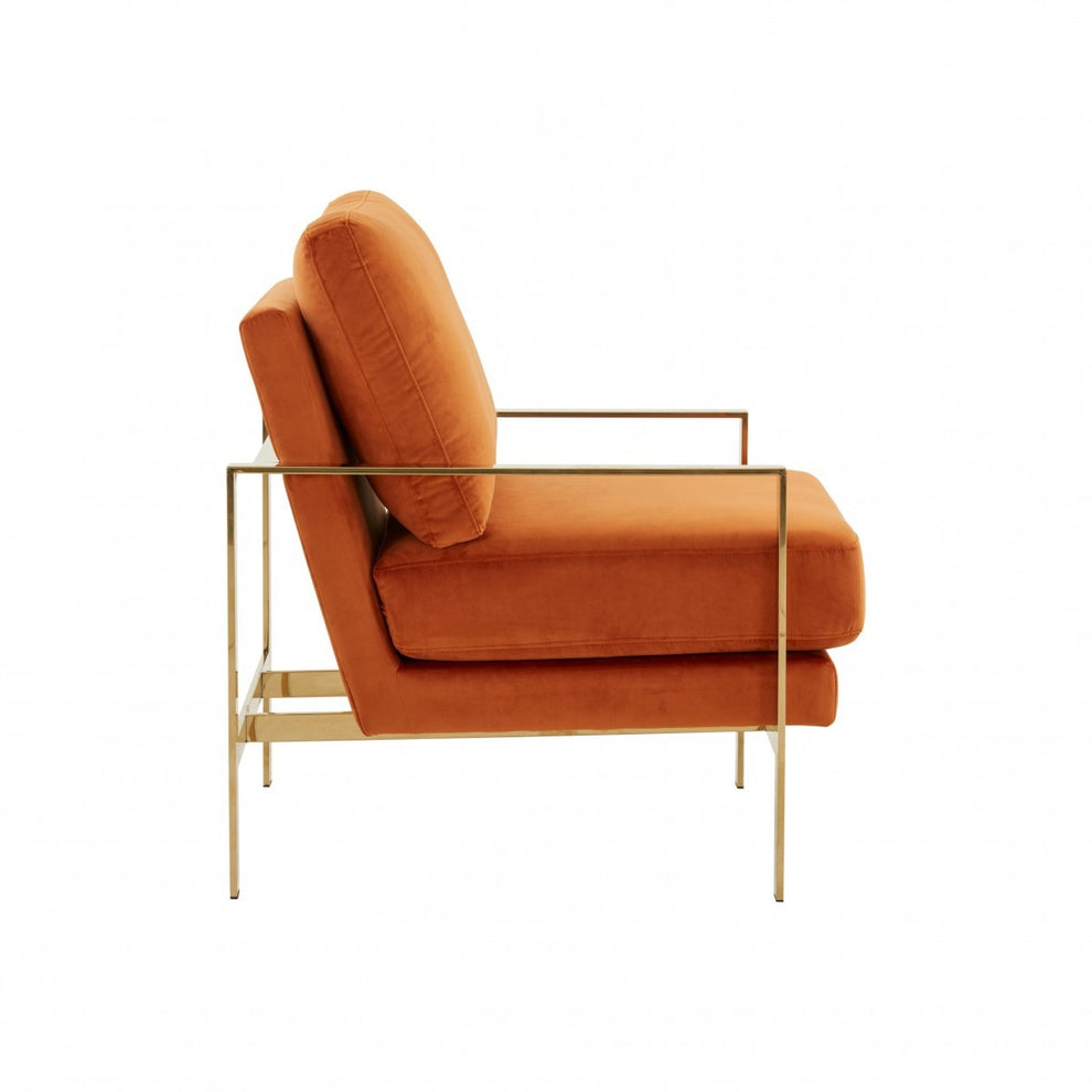 Stylish Orange And Gold Accent Chair By Homeroots | Accent Chairs | Modishstore - 2