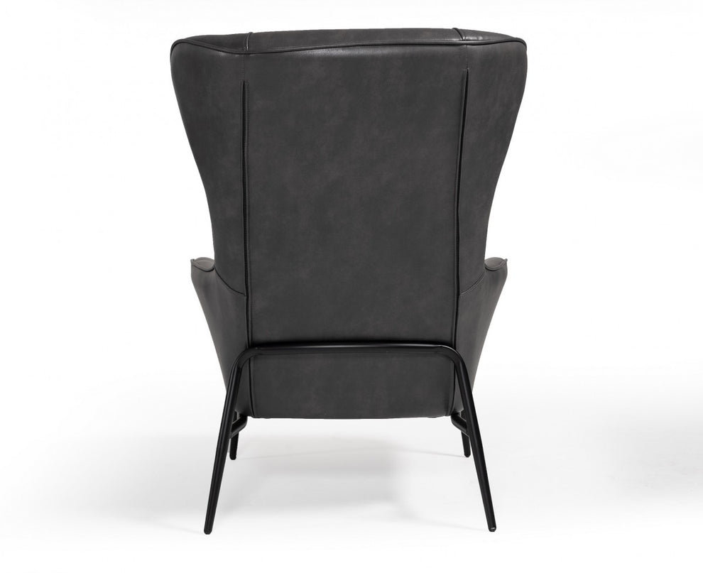 Industrial Dark Grey Leather And Metal Accent Chair By Homeroots | Accent Chairs | Modishstore - 4