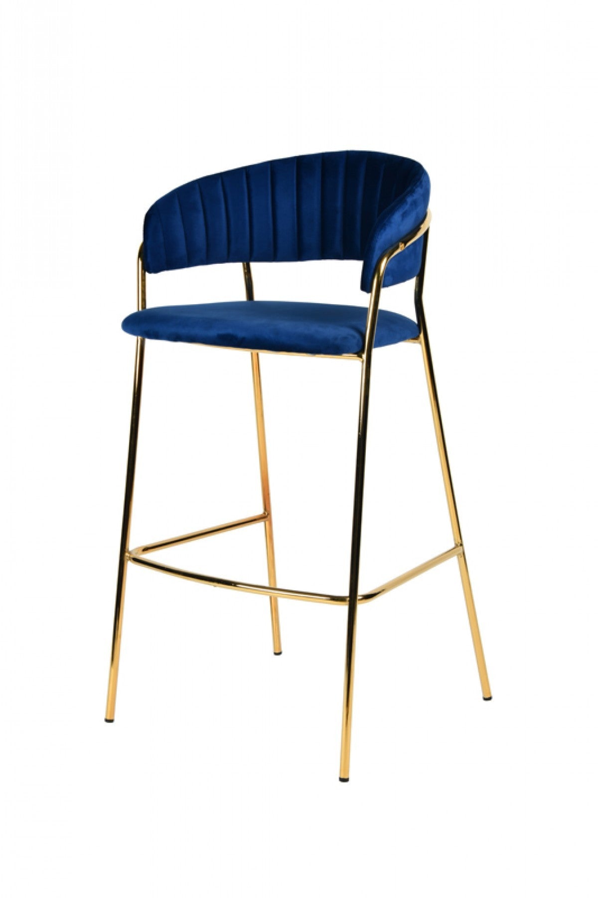 Set Of Two 40" Blue And Golden Steel Low Back Bar Height Bar Chairs With Footrest By Homeroots | Bar Stools | Modishstore - 2