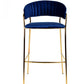Set Of Two 40" Blue And Golden Steel Low Back Bar Height Bar Chairs With Footrest By Homeroots | Bar Stools | Modishstore