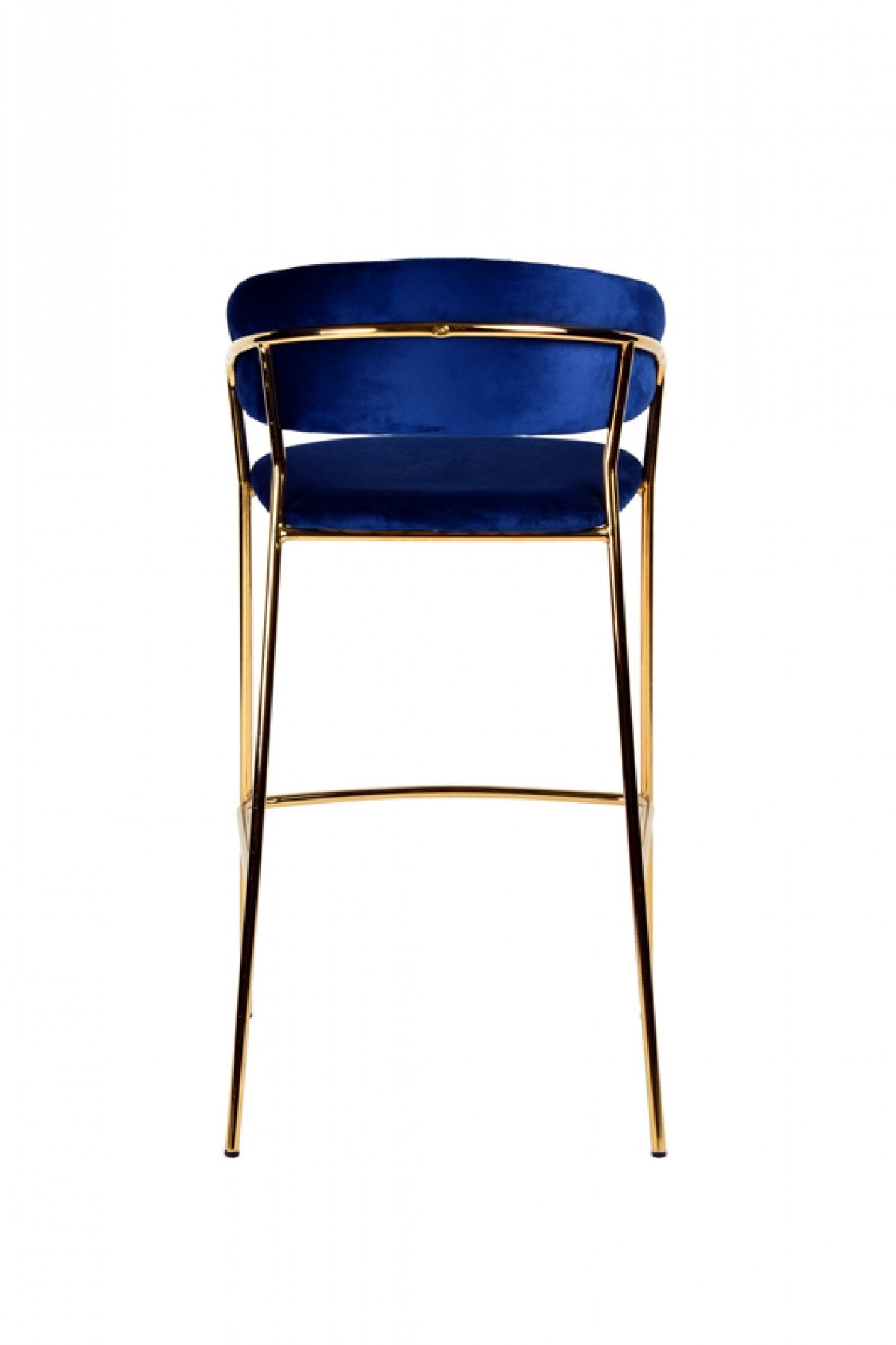Set Of Two 40" Blue And Golden Steel Low Back Bar Height Bar Chairs With Footrest By Homeroots