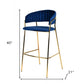 Set Of Two 40" Blue And Golden Steel Low Back Bar Height Bar Chairs With Footrest By Homeroots | Bar Stools | Modishstore - 6