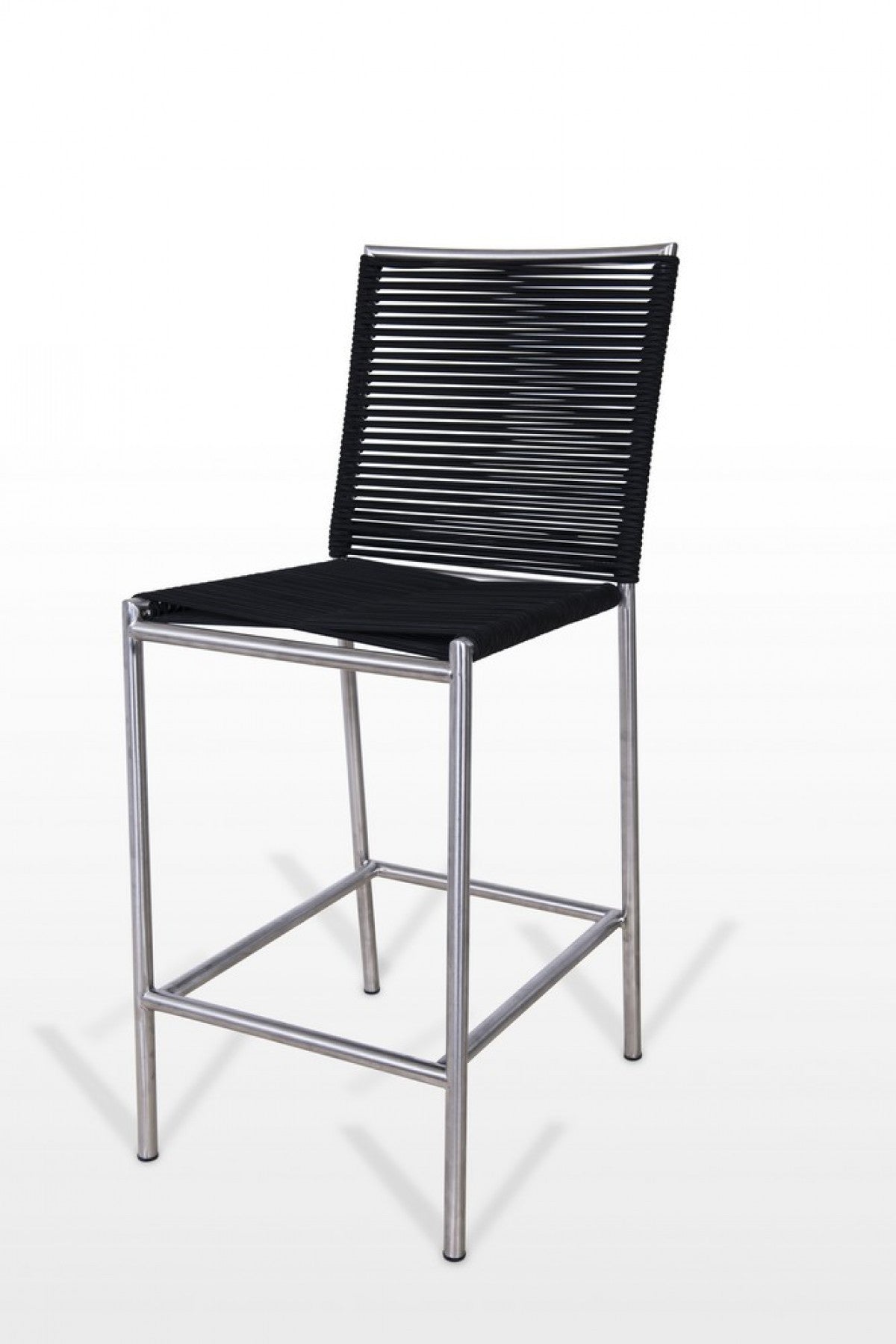 40" Black And Silver Stainless Steel Low Back Bar Height Bar Chair With Footrest By Homeroots | Bar Stools | Modishstore