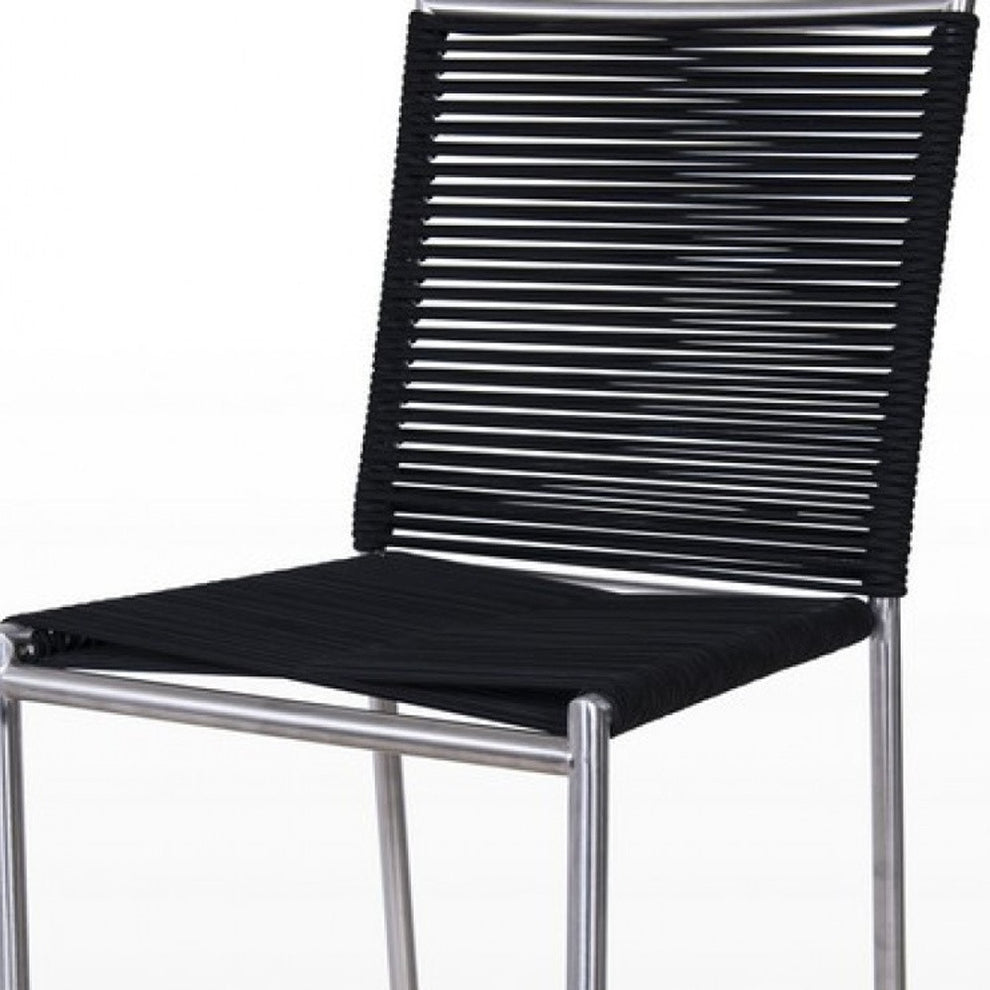 40" Black And Silver Stainless Steel Low Back Bar Height Bar Chair With Footrest By Homeroots | Bar Stools | Modishstore - 4