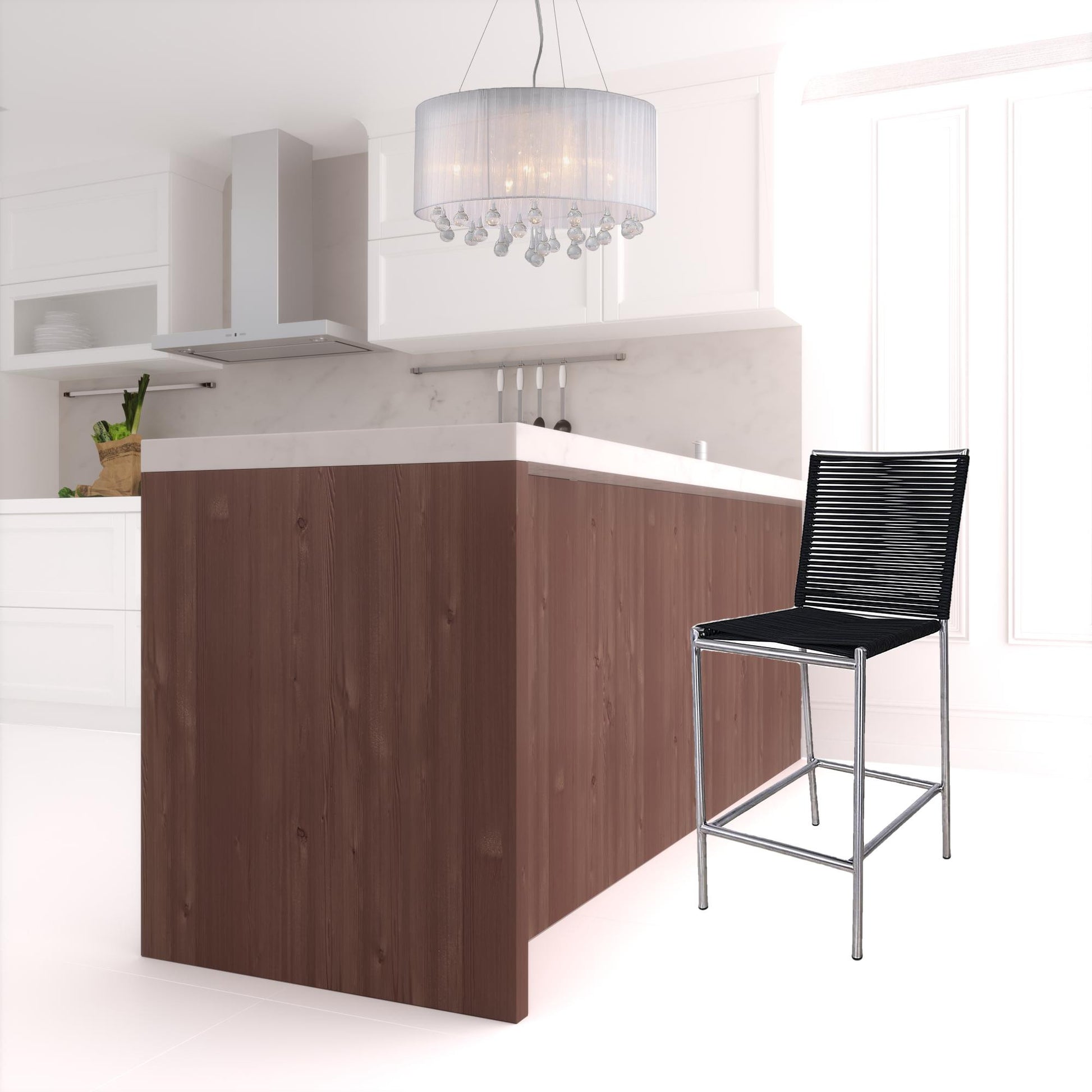 40" Black And Silver Stainless Steel Low Back Bar Height Bar Chair With Footrest By Homeroots | Bar Stools | Modishstore - 2