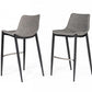 Set Of Two 43" Grey Faux Leather And Black Bar Height Bar Chairs With Footrest By Homeroots