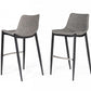 Set Of Two 43" Grey Faux Leather And Black Bar Height Bar Chairs With Footrest By Homeroots | Bar Stools | Modishstore - 6
