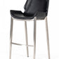 Set Of Two 42" Black Faux Leather And Steel Low Back Bar Height Chairs With Footrest By Homeroots