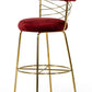 39" Red And Gold Velvet Low Back Bar Height Chair With Footrest By Homeroots | Bar Stools | Modishstore