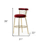 39" Red And Gold Velvet Low Back Bar Height Chair With Footrest By Homeroots | Bar Stools | Modishstore - 8
