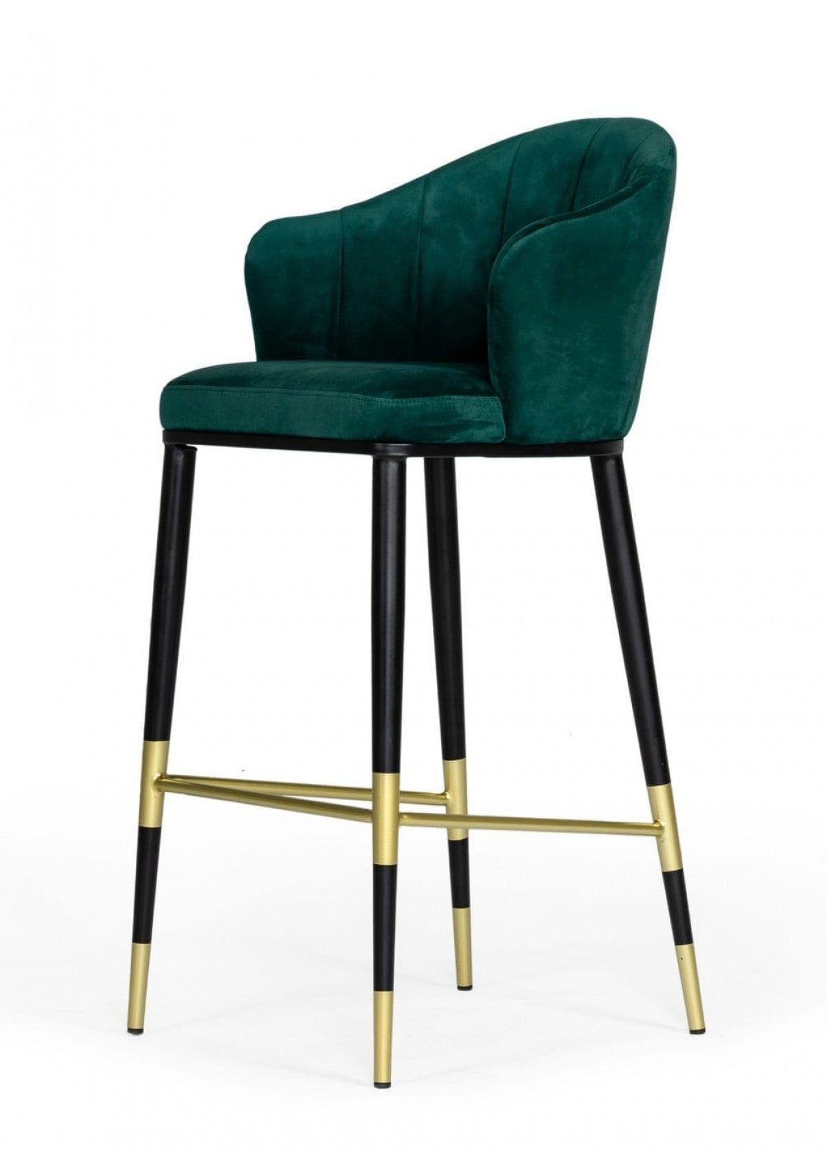 Stylish 42" Green And Black Barstool With Gold Accents By Homeroots | Bar Stools | Modishstore