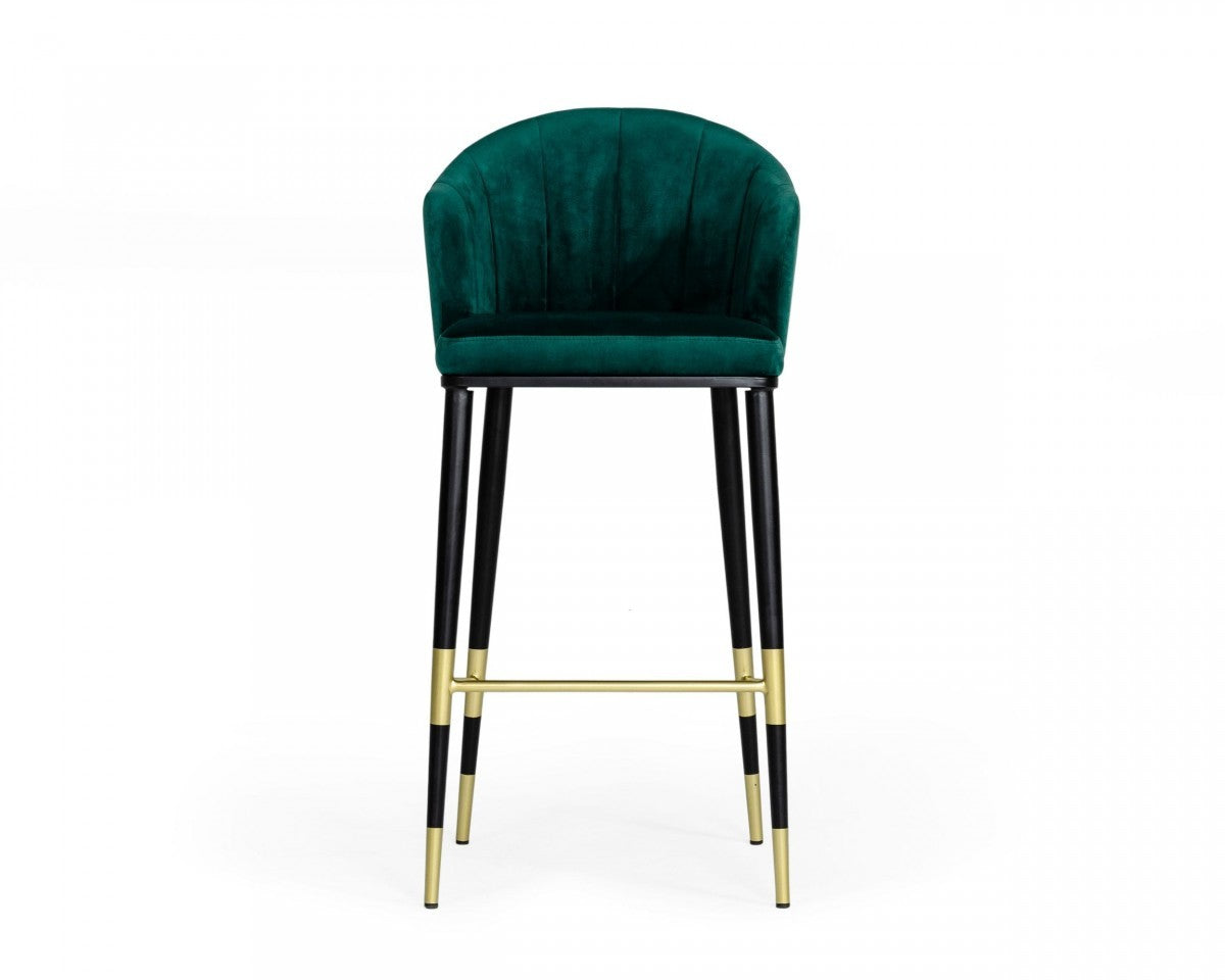 Stylish 42" Green And Black Barstool With Gold Accents By Homeroots | Bar Stools | Modishstore - 2
