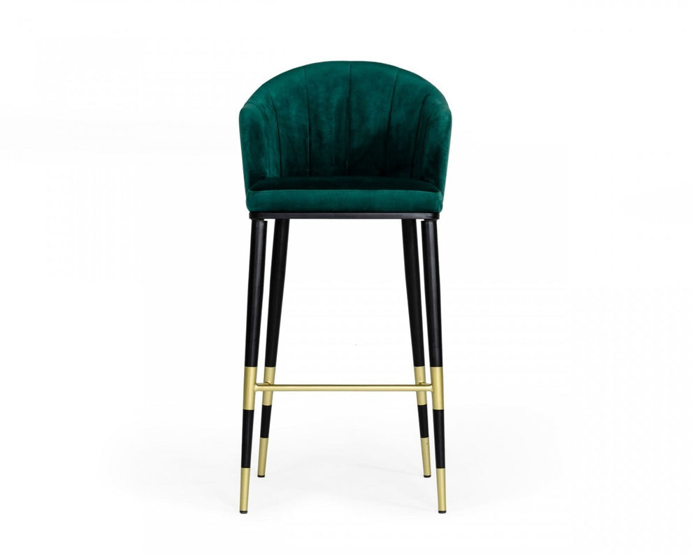 Stylish 42" Green And Black Barstool With Gold Accents By Homeroots | Bar Stools | Modishstore - 3