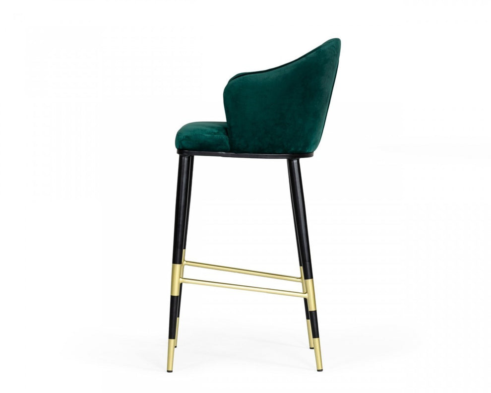 Stylish 42" Green And Black Barstool With Gold Accents By Homeroots | Bar Stools | Modishstore - 4