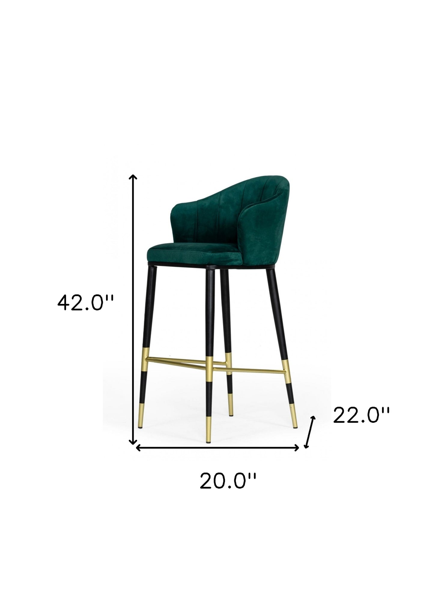 Stylish 42" Green And Black Barstool With Gold Accents By Homeroots | Bar Stools | Modishstore - 6