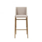 Set Of Two 41" Beige And Antiqued Gold Bar Height Chairs With Footrest By Homeroots | Bar Stools | Modishstore - 2