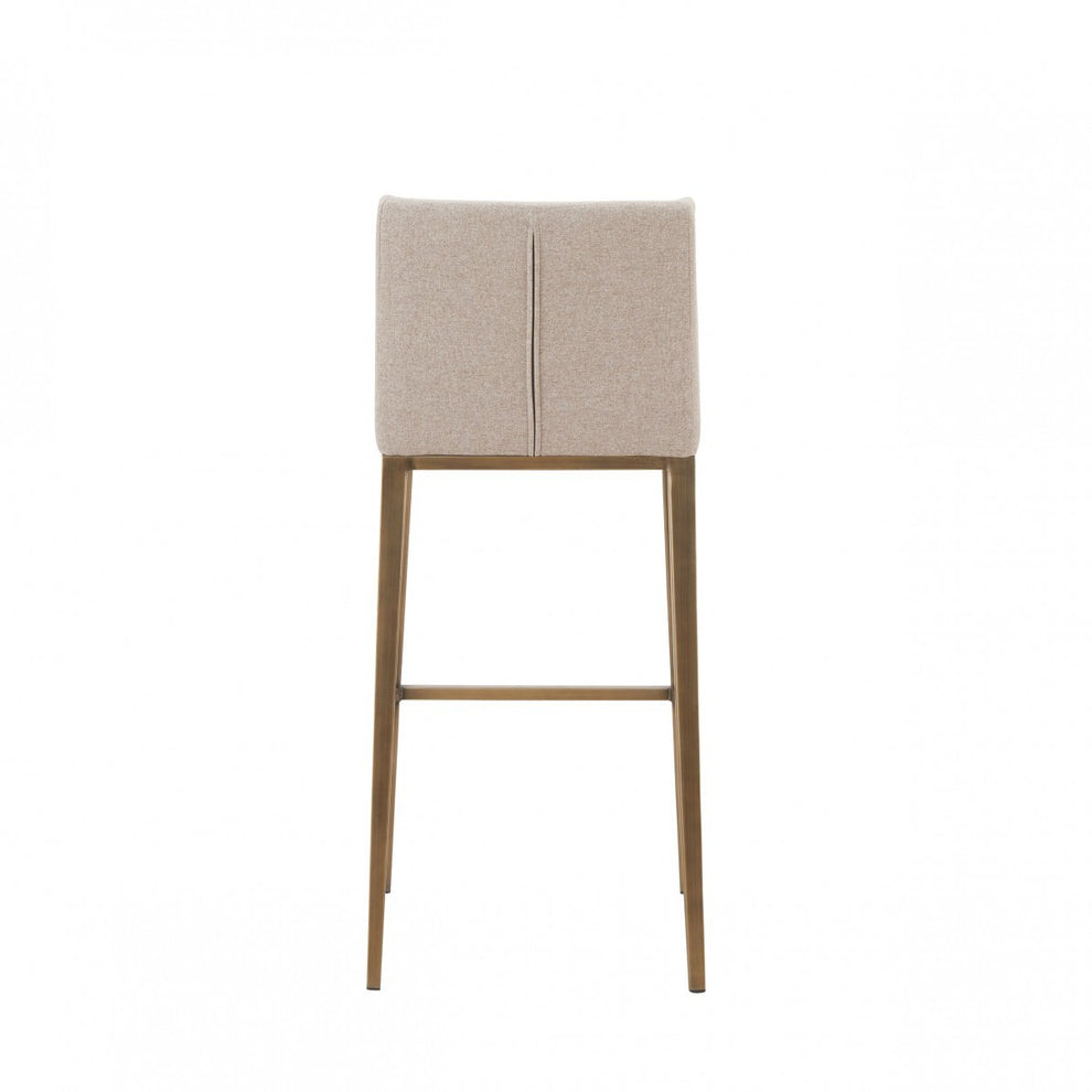 Set Of Two 41" Beige And Antiqued Gold Bar Height Chairs With Footrest By Homeroots | Bar Stools | Modishstore - 3