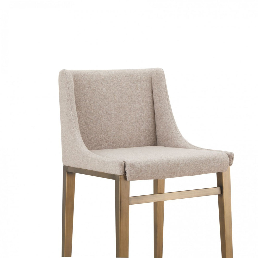 Set Of Two 41" Beige And Antiqued Gold Bar Height Chairs With Footrest By Homeroots | Bar Stools | Modishstore - 6