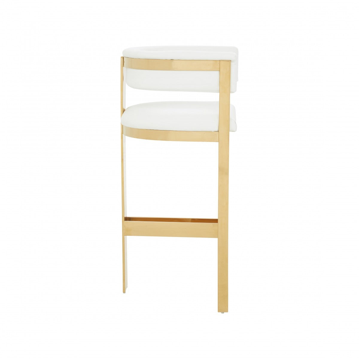 39" White Faux Leather And Stainless Steel Low Back Bar Height Chair With Footrest By Homeroots | Bar Stools | Modishstore - 2