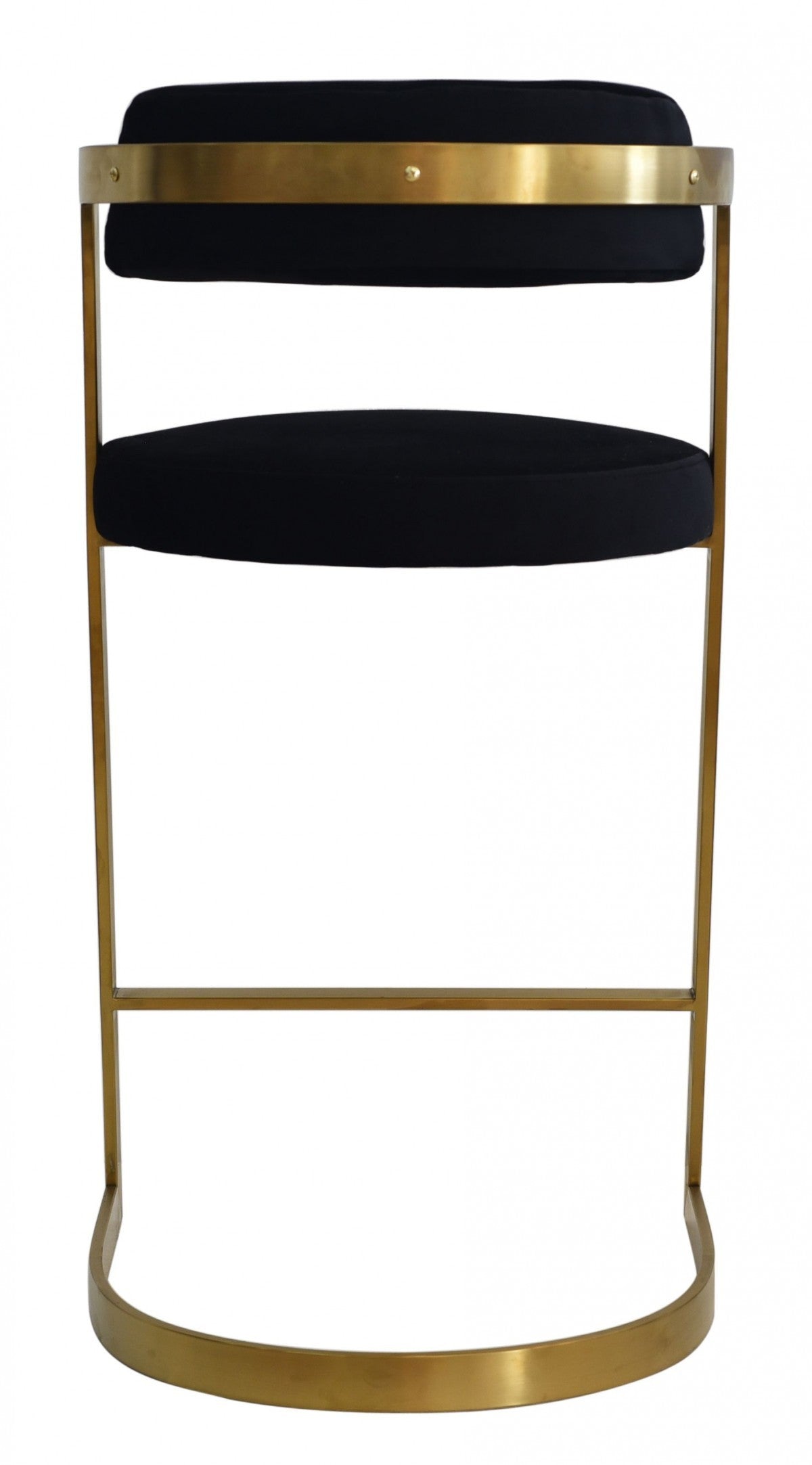 26" Black And Gold Velvet And Stainless Steel Low Back Counter Height Bar Chair With Footrest By Homeroots