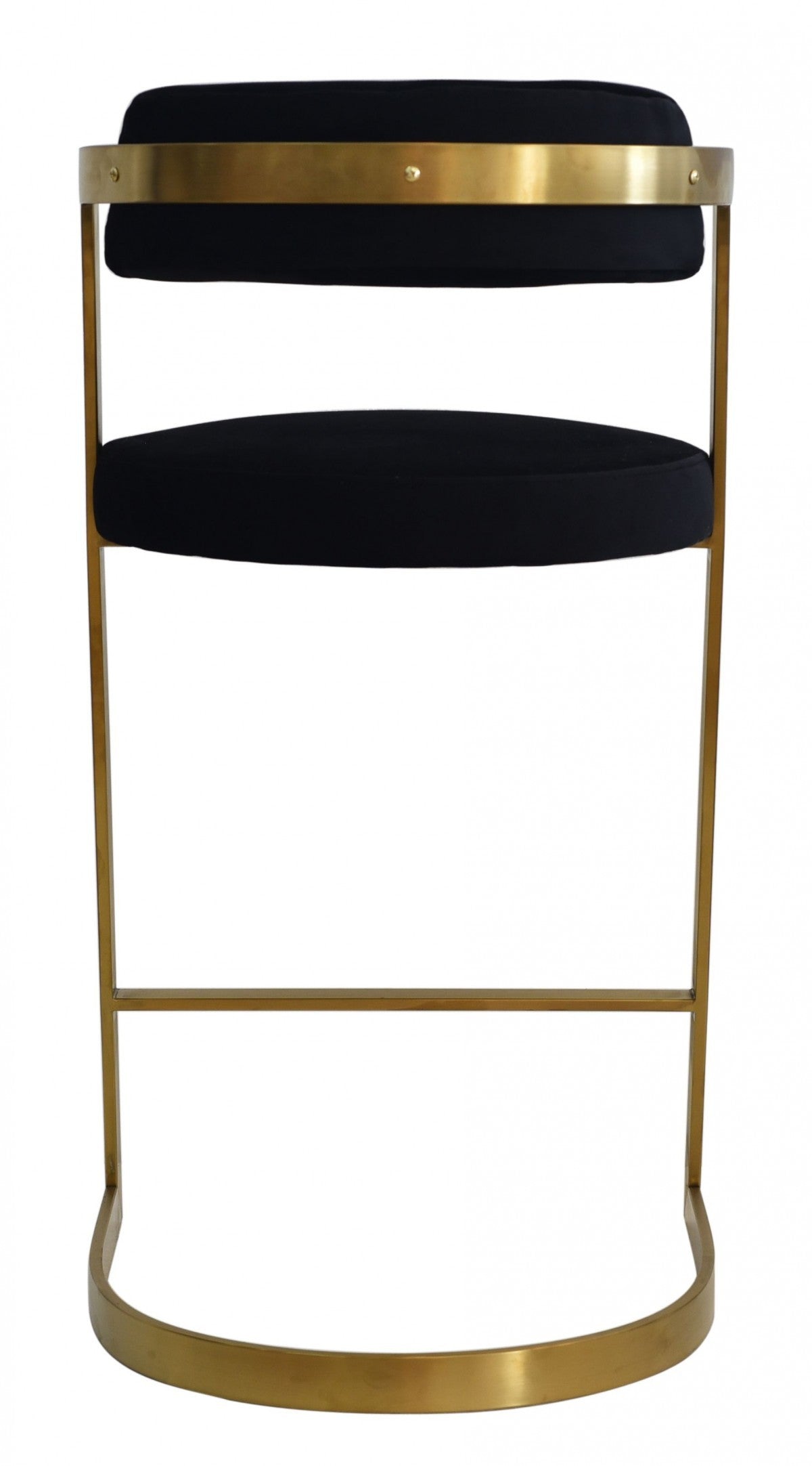 26" Black And Gold Velvet And Stainless Steel Low Back Counter Height Bar Chair With Footrest By Homeroots | Bar Stools | Modishstore - 4