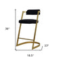 26" Black And Gold Velvet And Stainless Steel Low Back Counter Height Bar Chair With Footrest By Homeroots