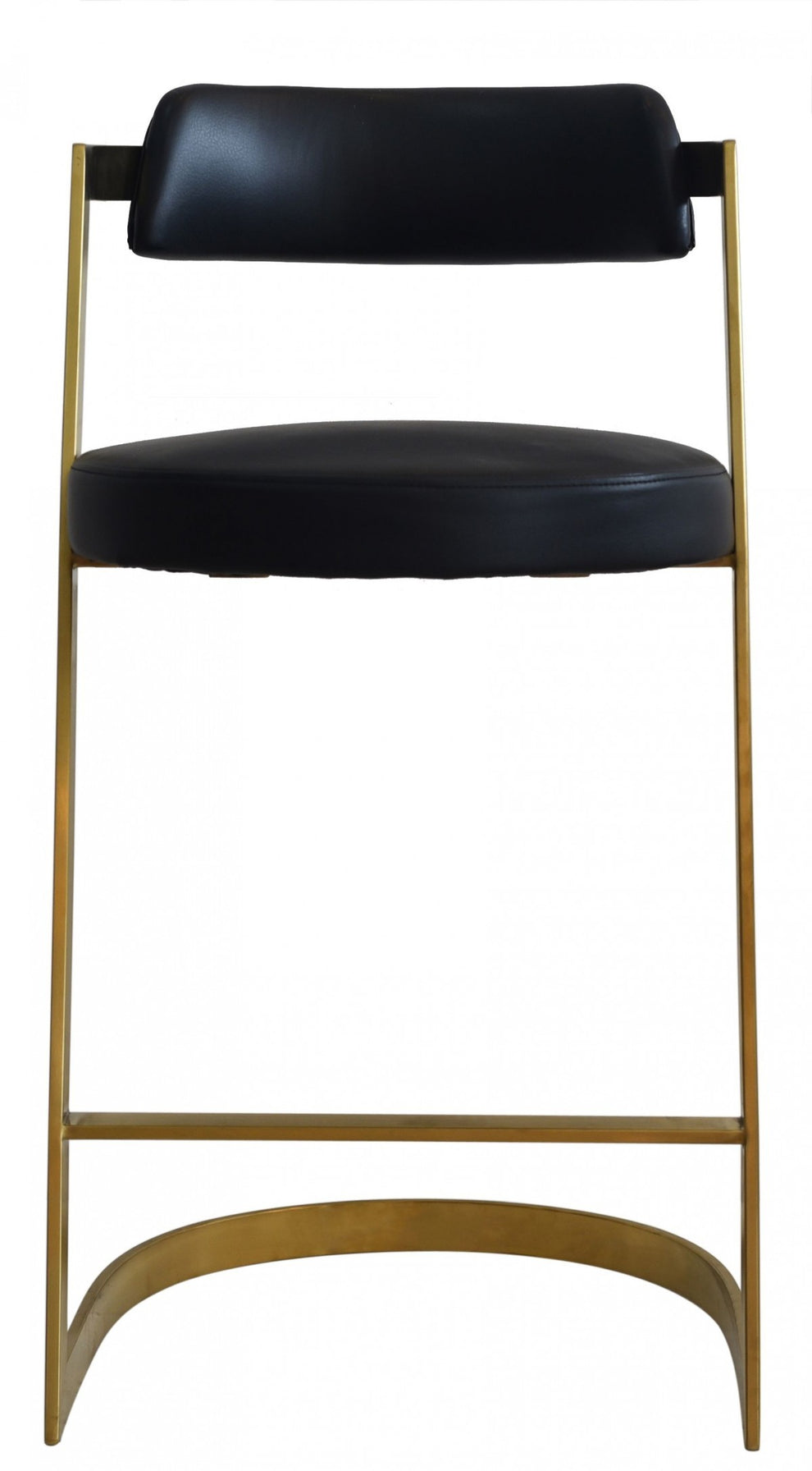 36" Black And Gold Faux Leather And Stainless Steel Low Back Counter Height Bar Chair With Footrest By Homeroots | Bar Stools | Modishstore - 3