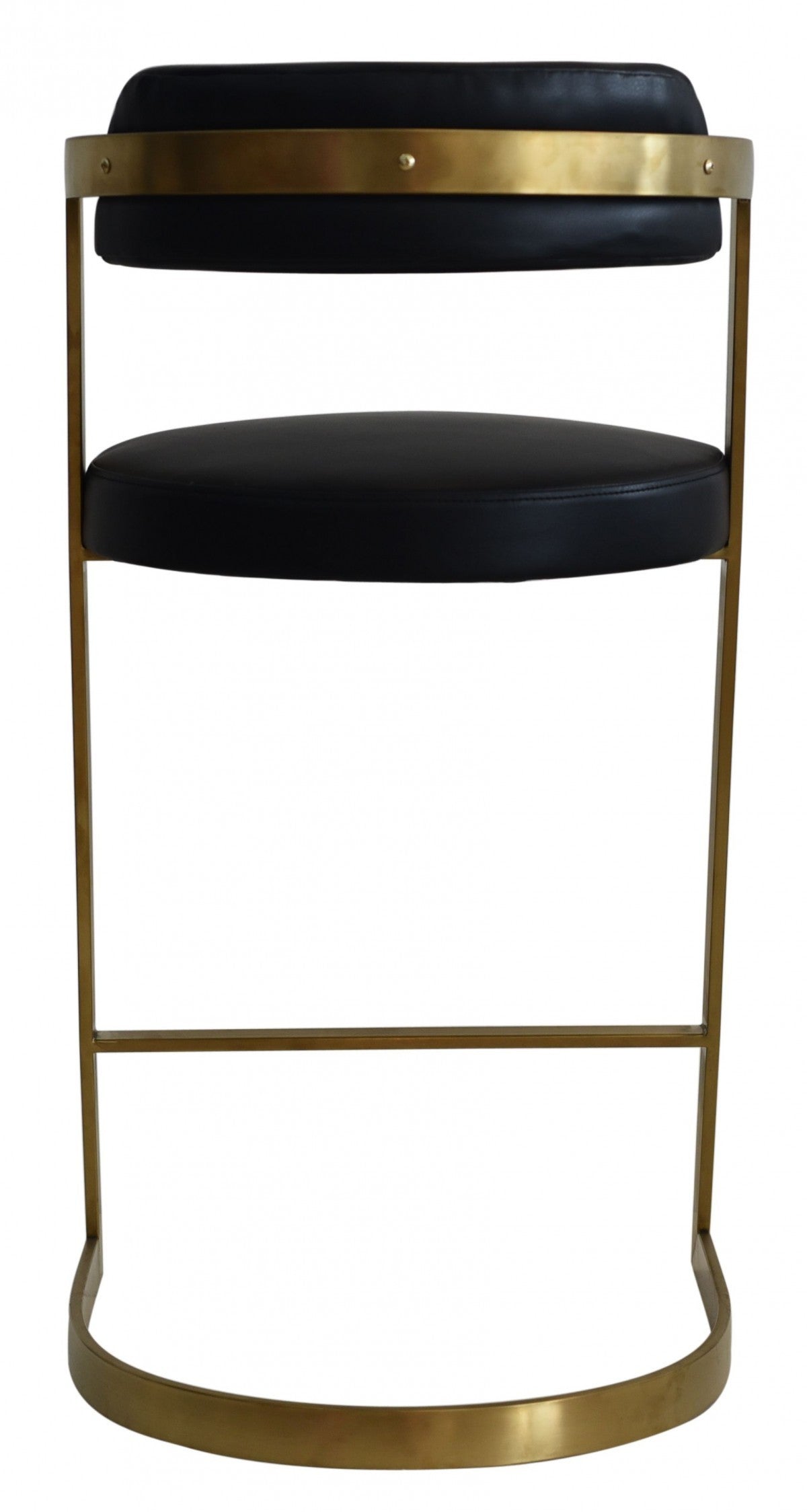 36" Black And Gold Faux Leather And Stainless Steel Low Back Counter Height Bar Chair With Footrest By Homeroots