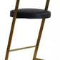 36" Black And Gold Faux Leather And Stainless Steel Low Back Counter Height Bar Chair With Footrest By Homeroots | Bar Stools | Modishstore - 5