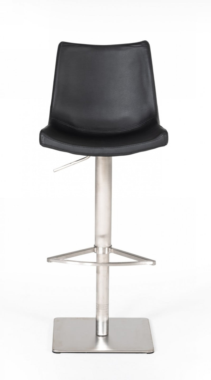 Industrial 43" Black Faux Leather Adjustable Bar Stool By Homeroots | Bar Stools | Modishstore