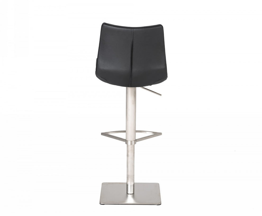 Industrial 43" Black Faux Leather Adjustable Bar Stool By Homeroots | Bar Stools | Modishstore - 2