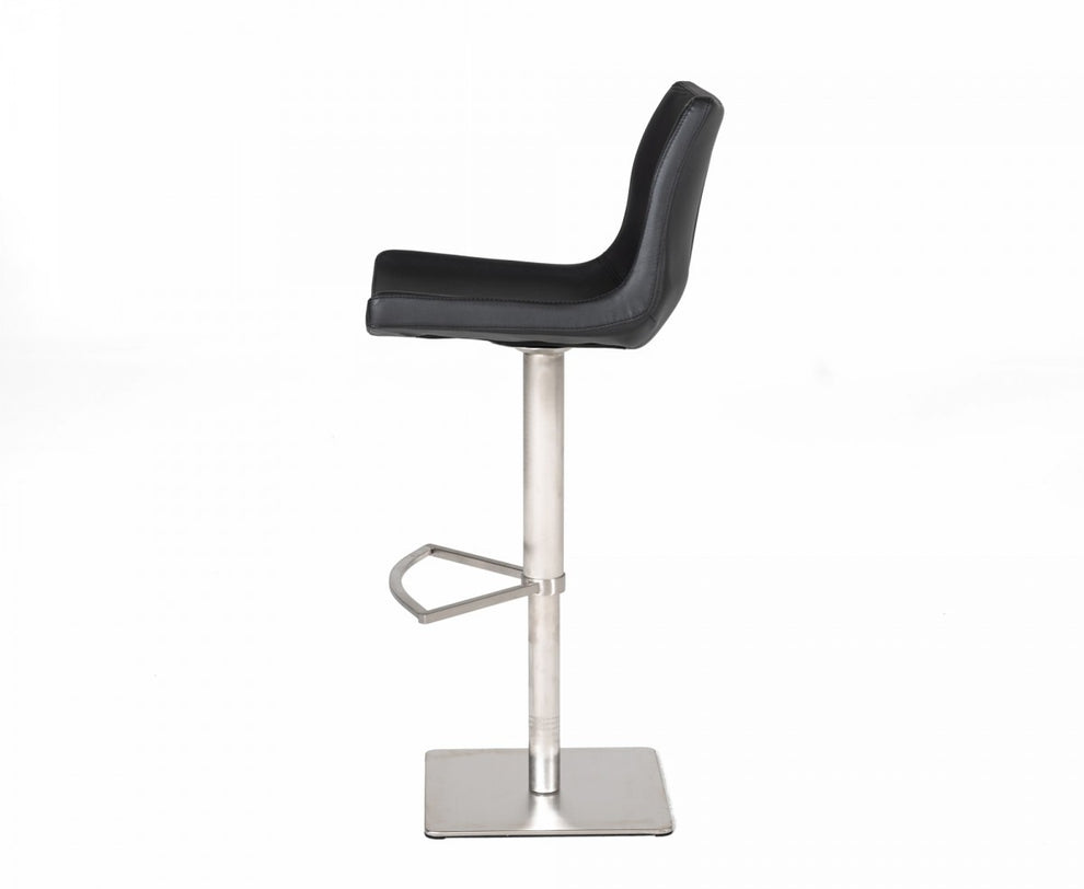 Industrial 43" Black Faux Leather Adjustable Bar Stool By Homeroots | Bar Stools | Modishstore - 3