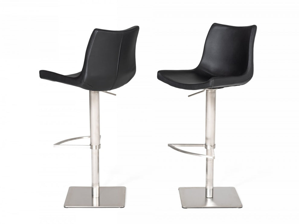 Industrial 43" Black Faux Leather Adjustable Bar Stool By Homeroots | Bar Stools | Modishstore - 5