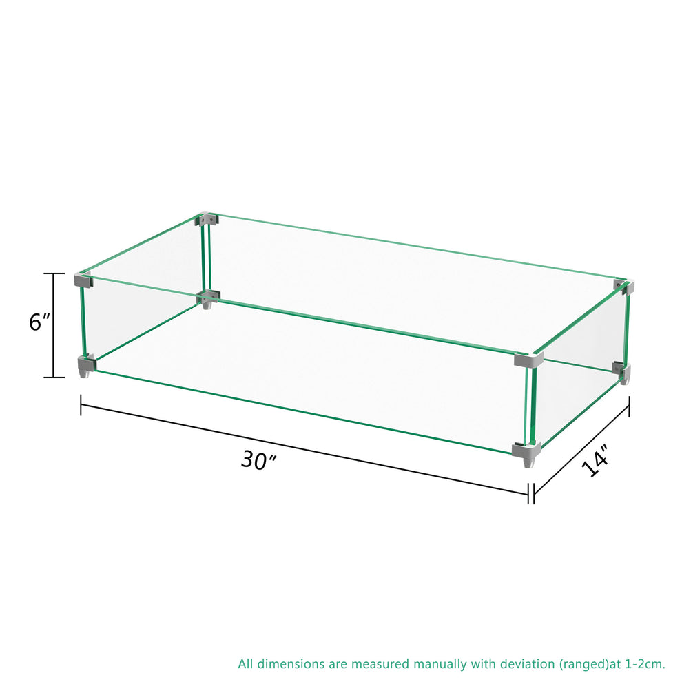 30" Rectangular Glass Fire Pit Flame Protector By Homeroots | FIRE PITS | Modishstore - 3