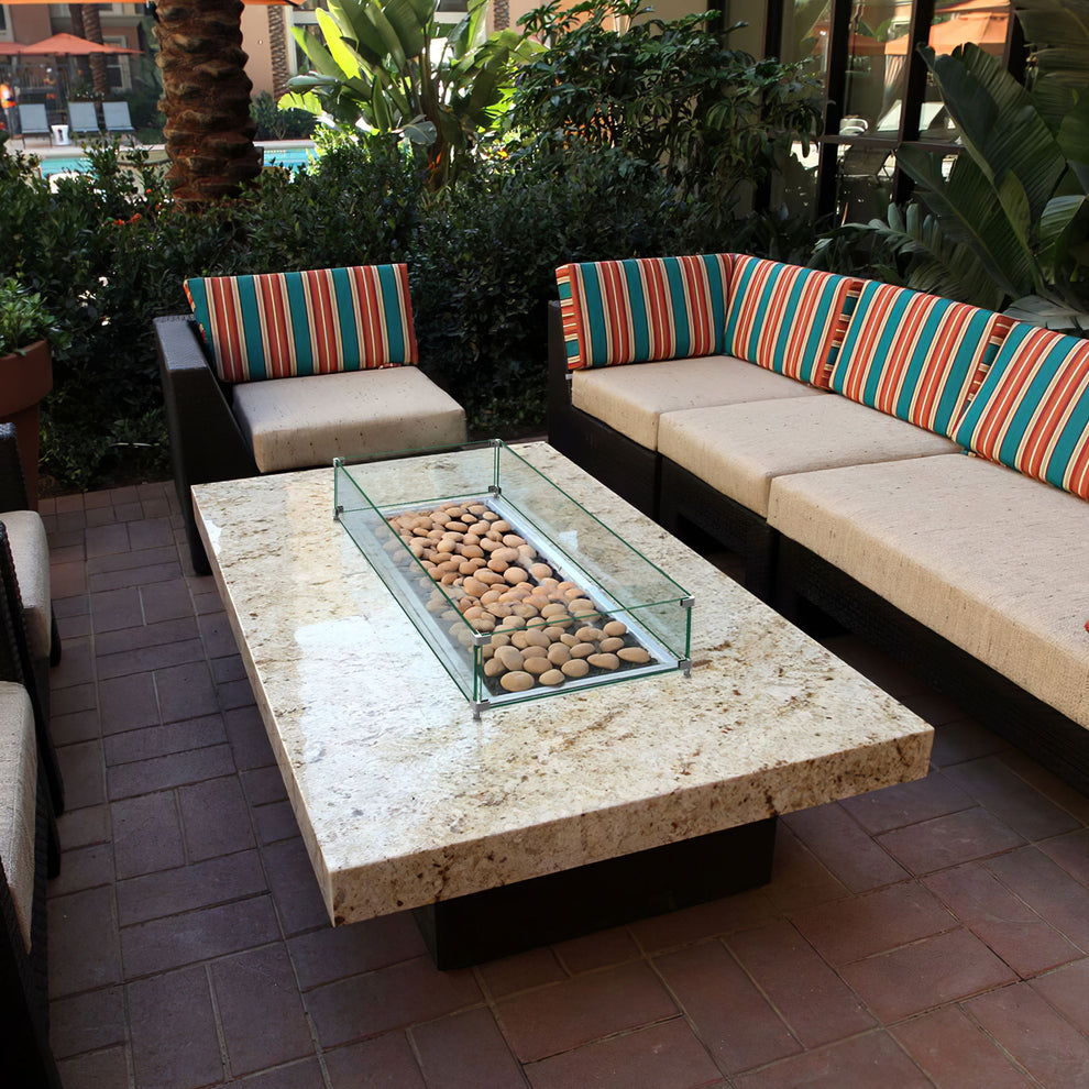 42" Rectangular Glass Fire Pit Flame Protector By Homeroots | FIRE PITS | Modishstore - 2
