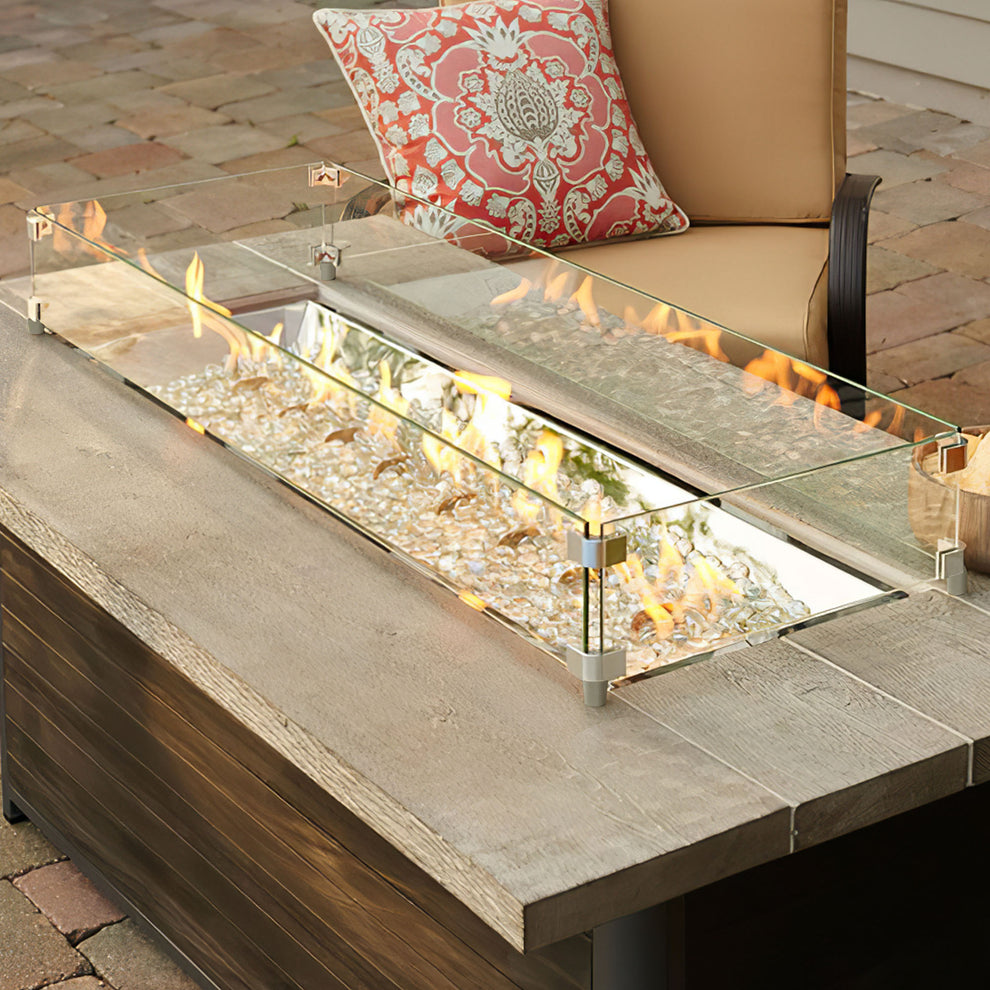 42" Rectangular Glass Fire Pit Flame Protector By Homeroots | FIRE PITS | Modishstore - 3