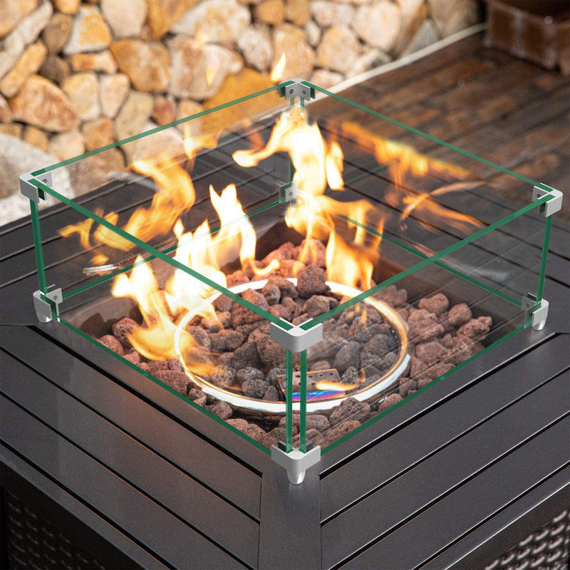 14" Square Glass Fire Pit Flame Protector By Homeroots | FIRE PITS | Modishstore