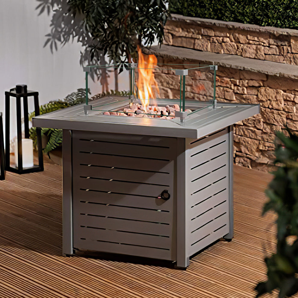 14" Square Glass Fire Pit Flame Protector By Homeroots | FIRE PITS | Modishstore - 2